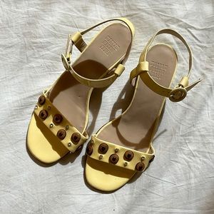 Maryam Nassir Zadeh patent yellow studded Sophie Sandals size 37.5 *rare*